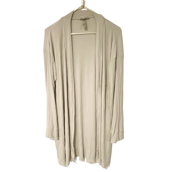 Skims Size Large Cream Open Front Ribbed Robe House Coat Kim Kardashian - Picture 1 of 4